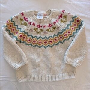 Zara Size 3-4 years Cream Jacquard Knit Sweater